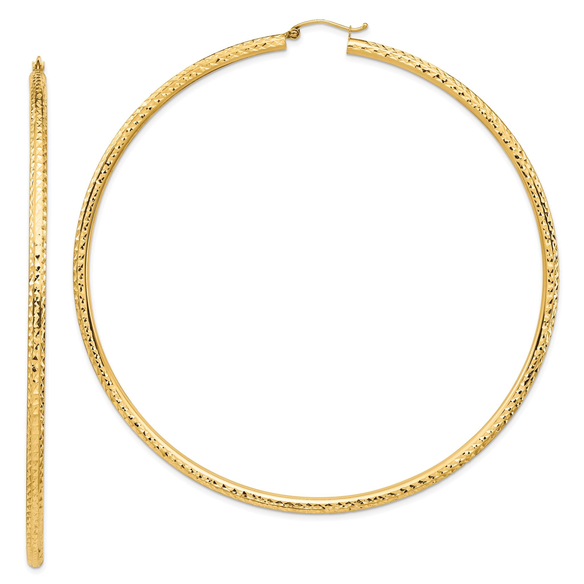 14k Lightweight 3mm Diamond-cut Hoop Earrings Main image