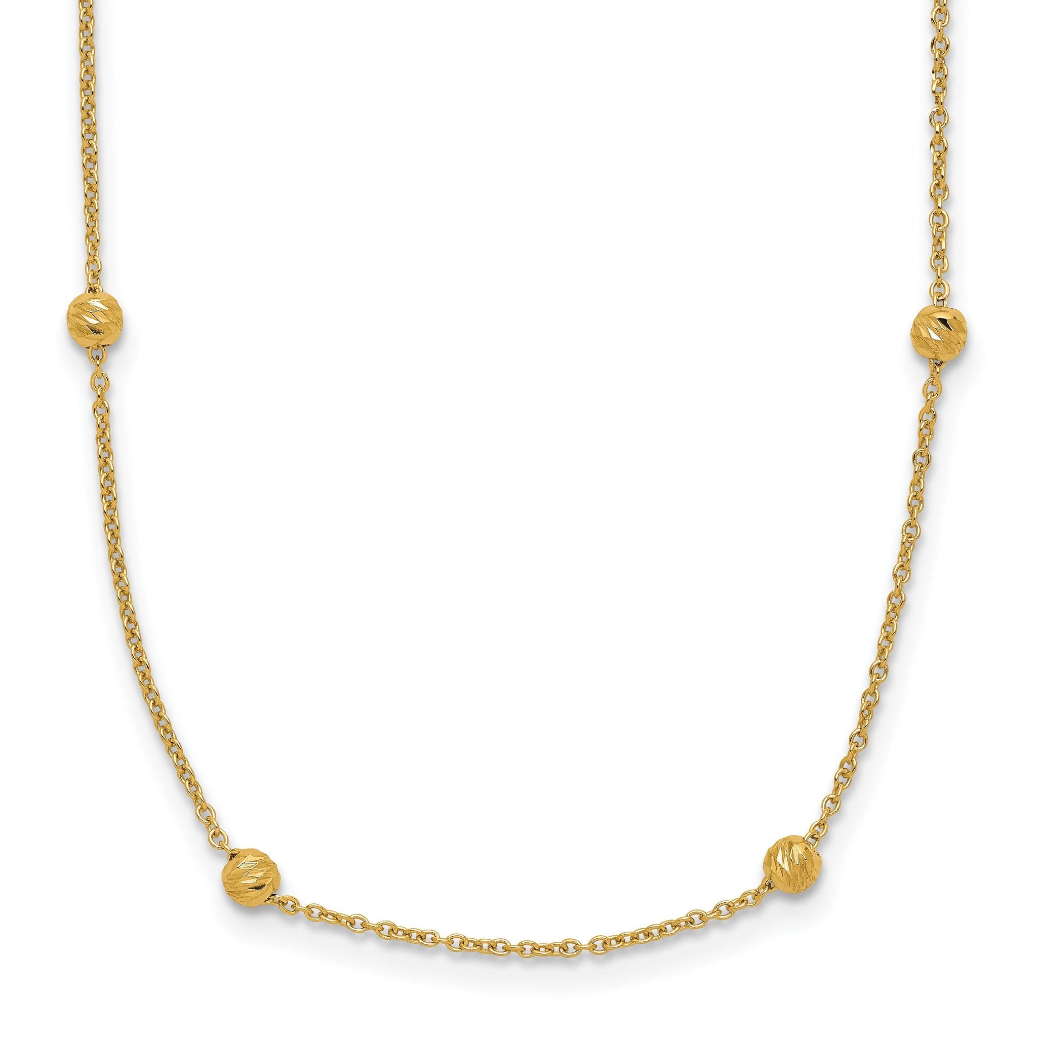 14K Polished D/C Beaded 17in with 2in ext. Necklace Main image