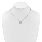 14K White Gold Polished 1/6 carat Diamond Circle with Waves 18 inch Necklace