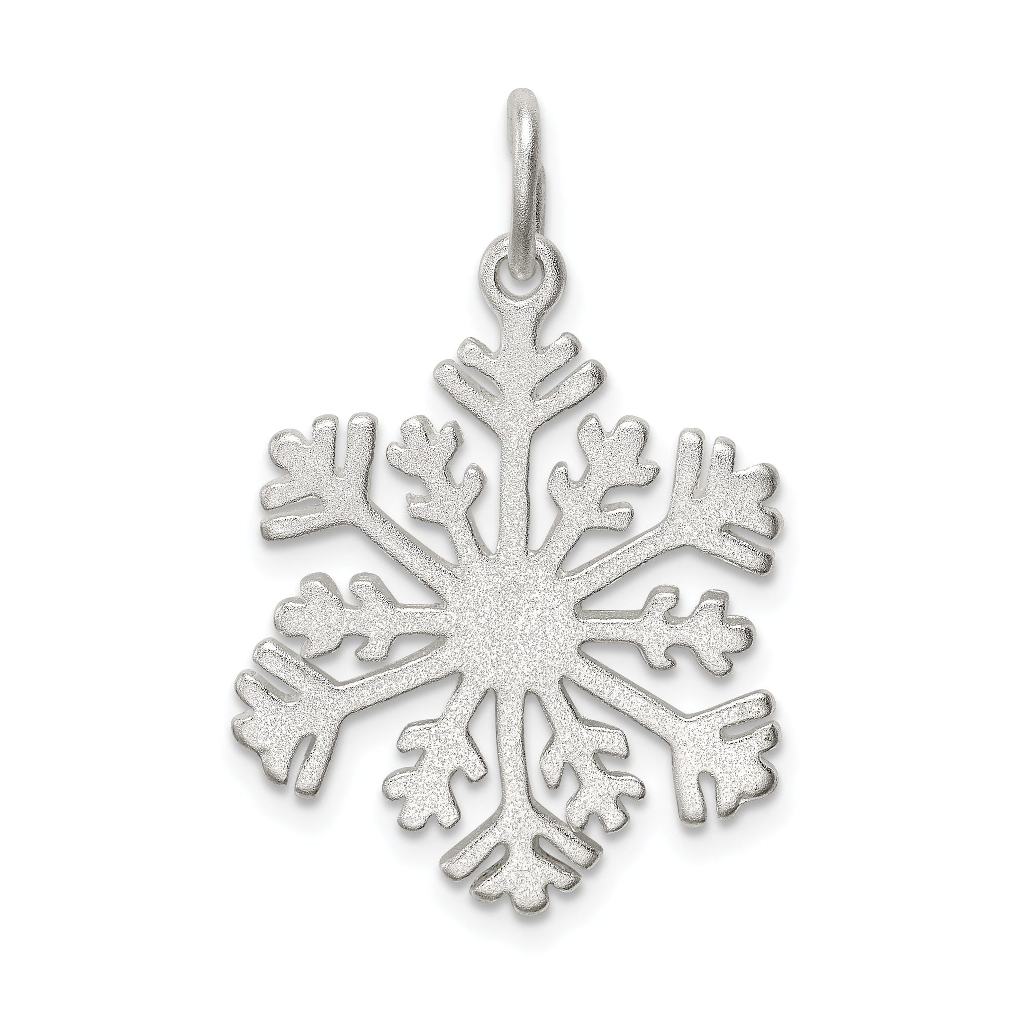 Sterling Silver 925 Satin Snowflake Charm with Diamond Cut Finish Solid