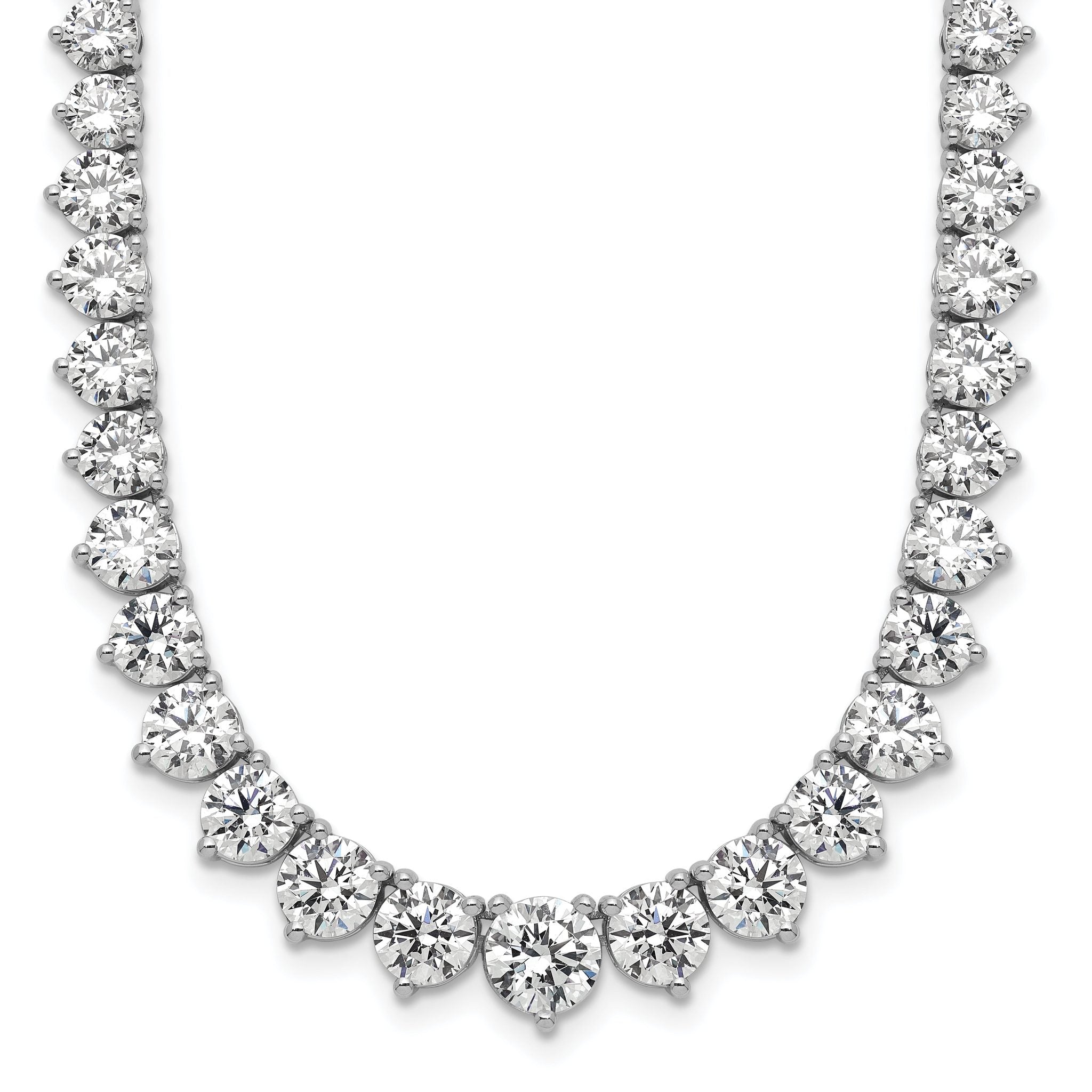 14k White Gold 26 3/4 carat Certified Lab Grown Diamond VS/SI+ G+ Complete Round 18 inch Graduated Tennis Necklace