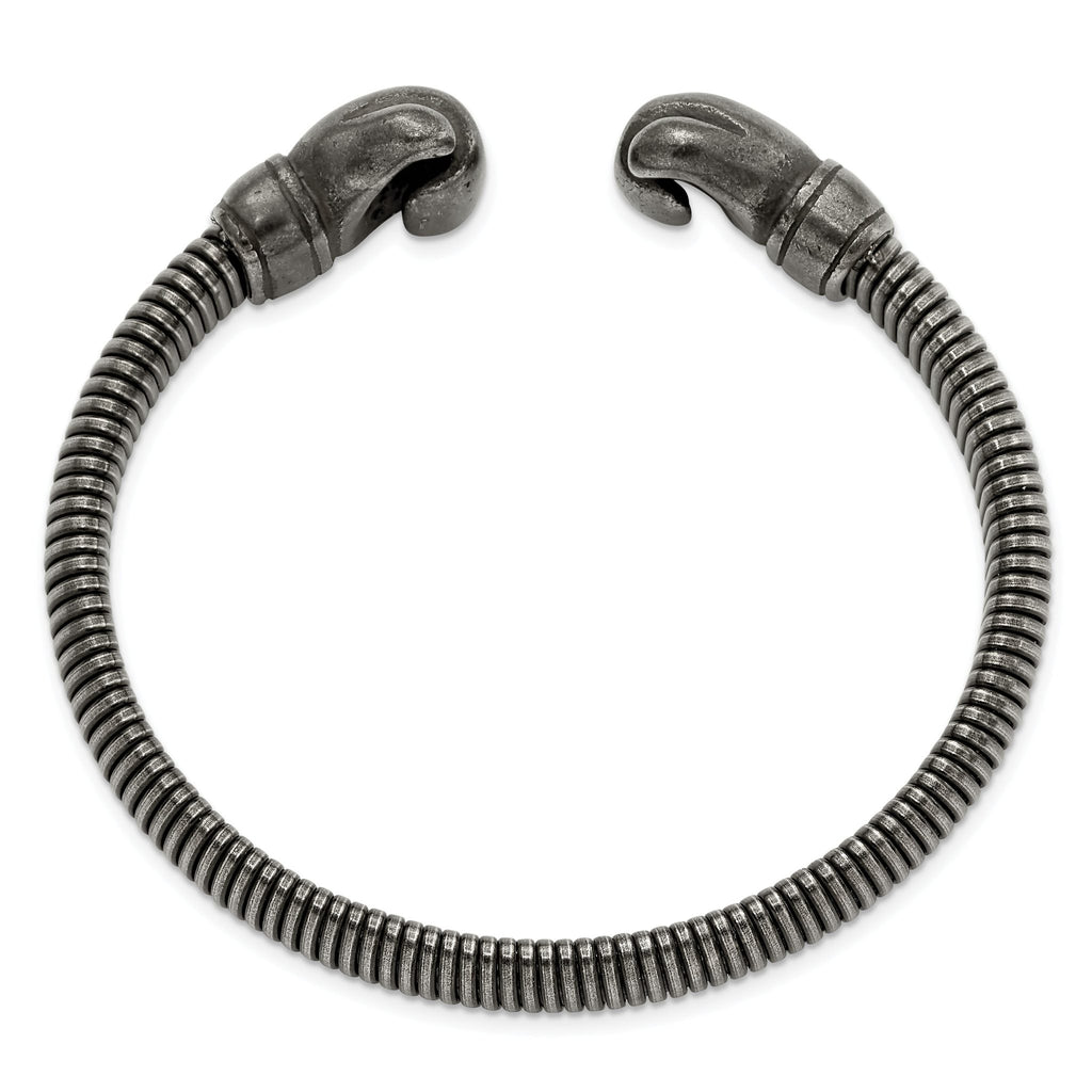 Stainless Steel Brushed Gun Metal IP-plated Boxing Gloves Cuff Bangle Bracelet