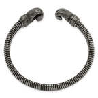 Stainless Steel Brushed Gun Metal IP-plated Boxing Gloves Cuff Bangle Bracelet