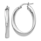 Sophia Jewelers Sterling Silver Rhodium-Plated Twisted Oval Hoop Earrings