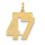 14K Gold Satin Finish Number 47 Charm  Elegant Brushed Design