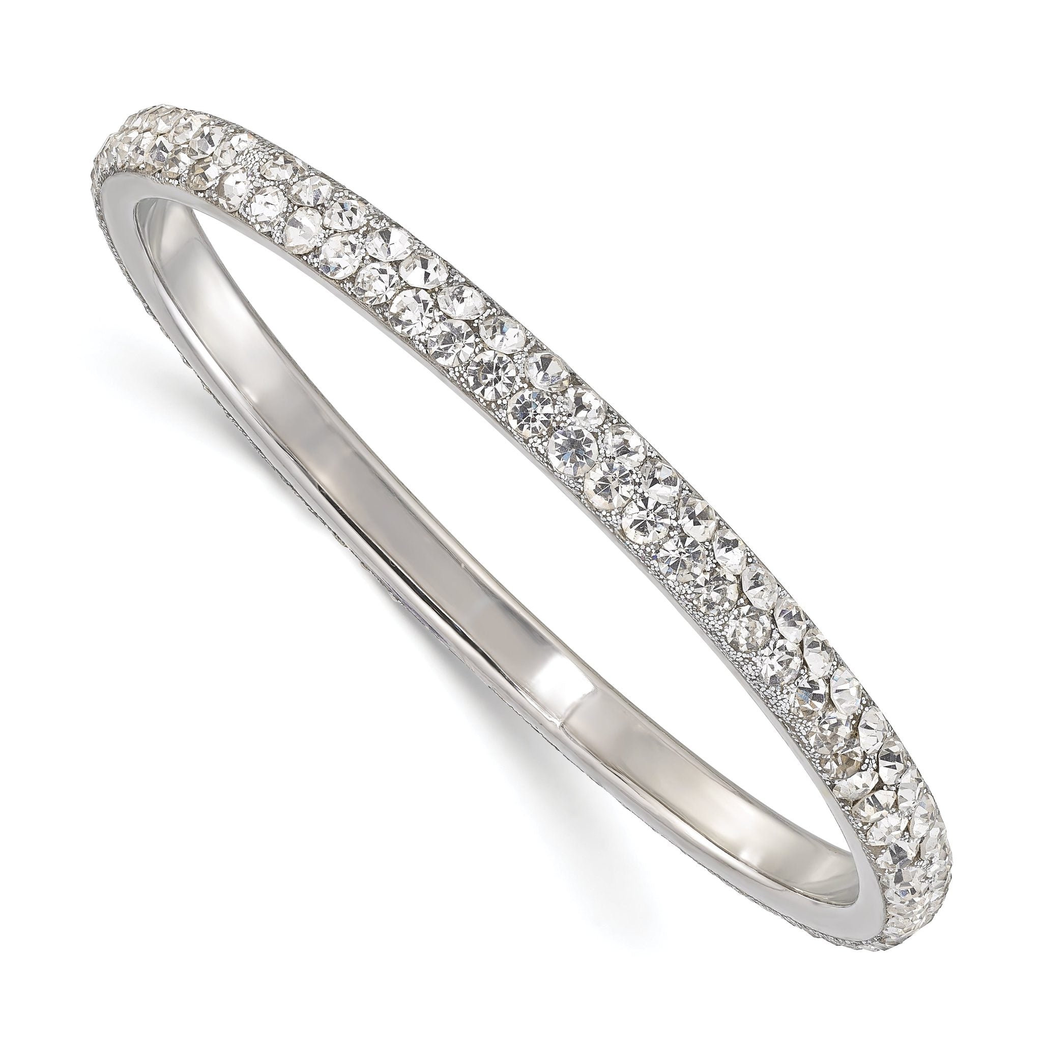 1928 Jewelry Silver-tone Clear Crystal Slip-on Bangle Bracelet Main image