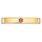 14K Gold Medical ID Bracelet with Polished Engravable Red Enamel Plate