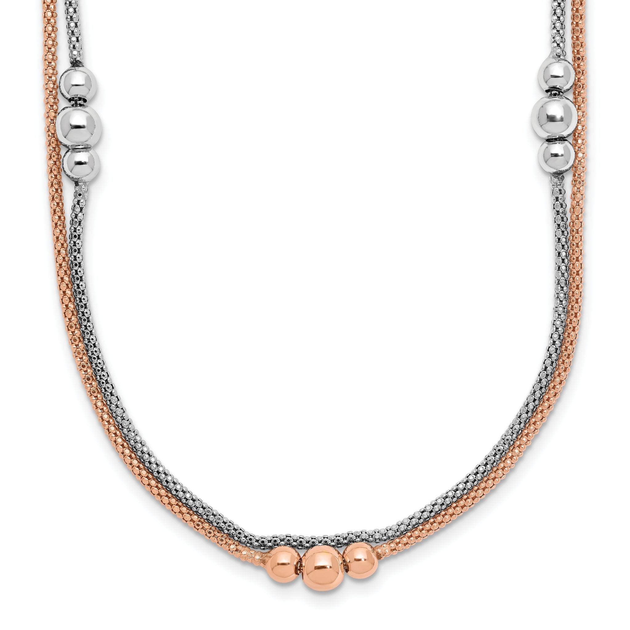 Sterling Silver Rhodium-Platedodium and Rose-tone w/1.75in ext. Necklace Main image