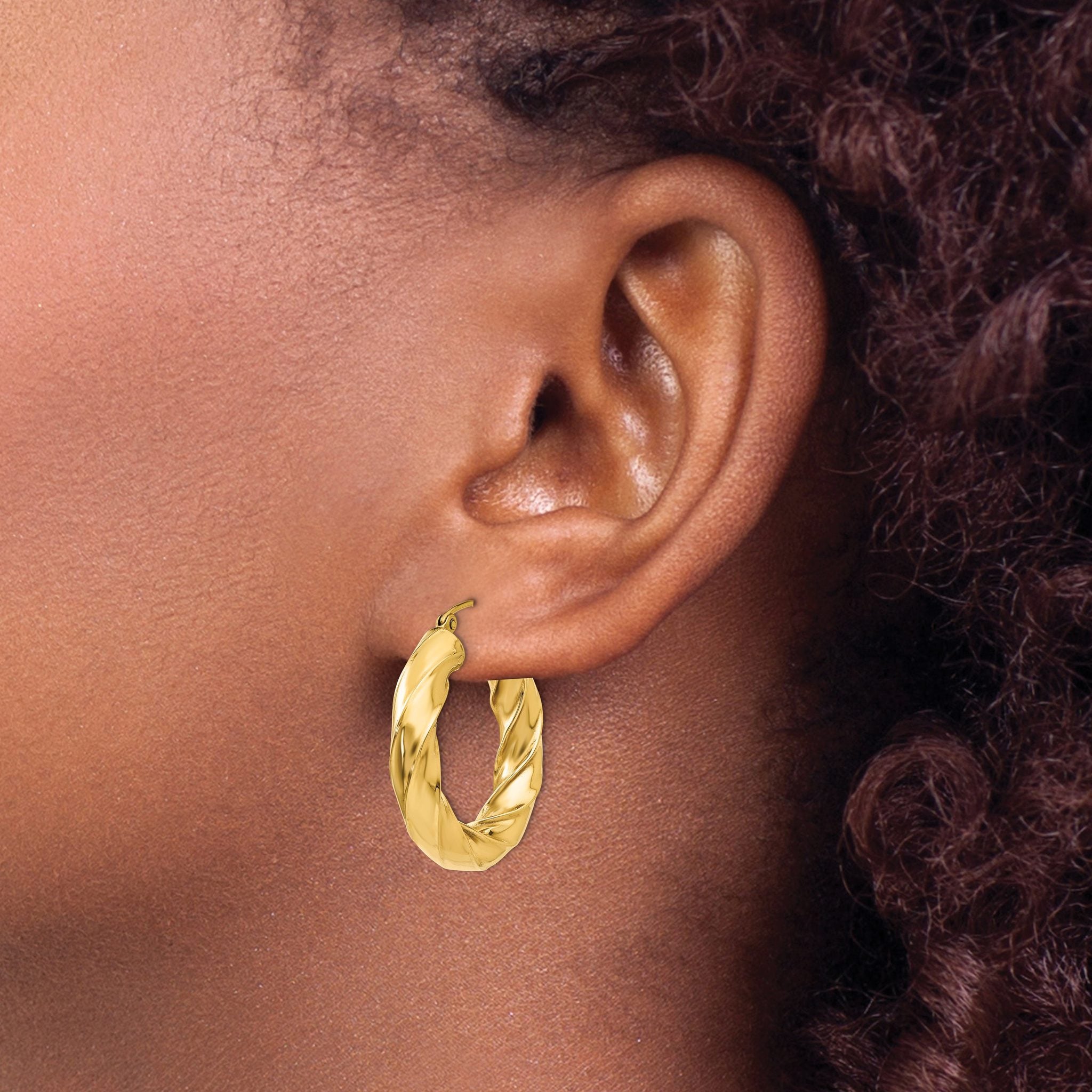 14k Polished 5.0mm Twisted Hoop Earrings