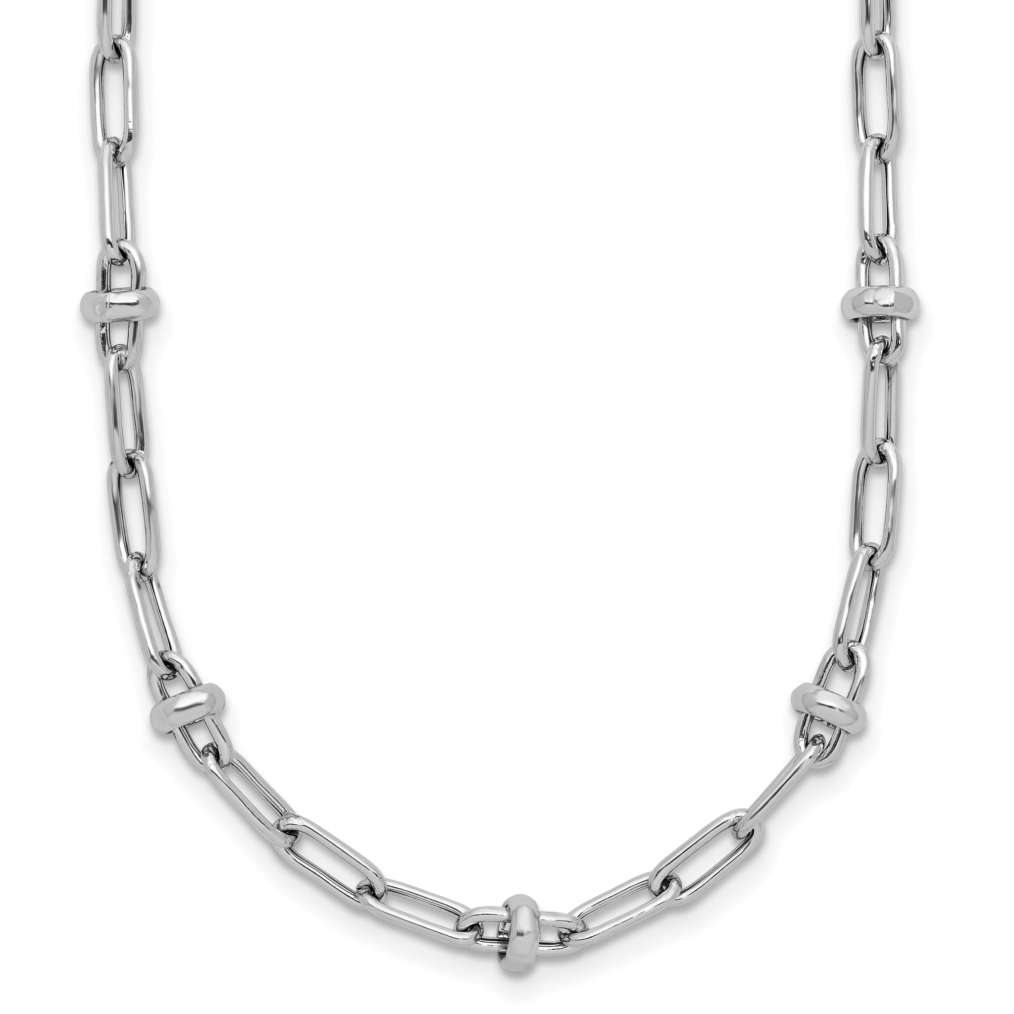 Sterling Silver RH-plated Polished Fancy Link w/2in ext. Necklace Main image