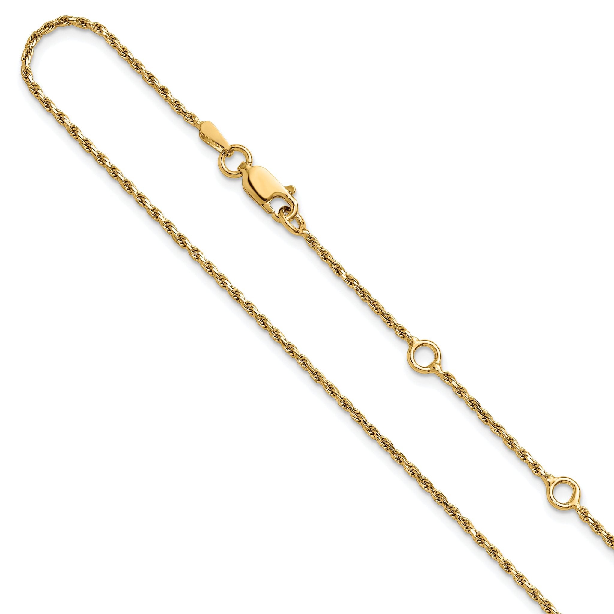 Sterling Silver Gold-plated 1.4mm D/C Rope 1in+1in Adjustable Chai Main image
