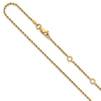 Sterling Silver Gold-plated 1.4mm D/C Rope 1in+1in Adjustable Chai