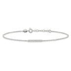 Sterling Silver CZ Bar 9 inch Plus 1 inch Extender  - Total 10 inch Anklet