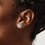 14k White Gold 3/8 carat Lab Grown Diamond VS/SI+ G+ April Birthstone White Sapphire Halo Post Earrings