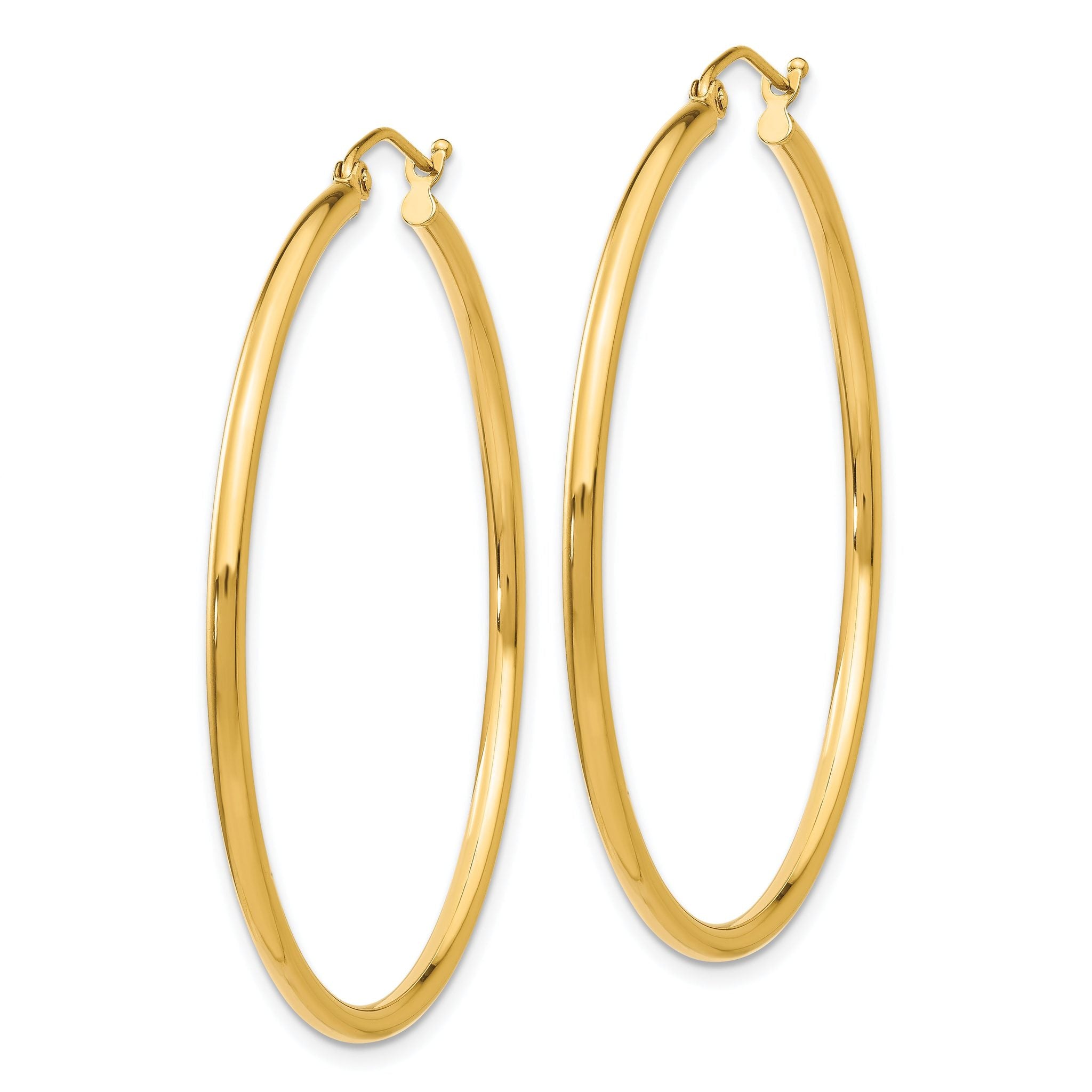 14k Polished 2x45mm Tube Hoop Earrings Secondary image