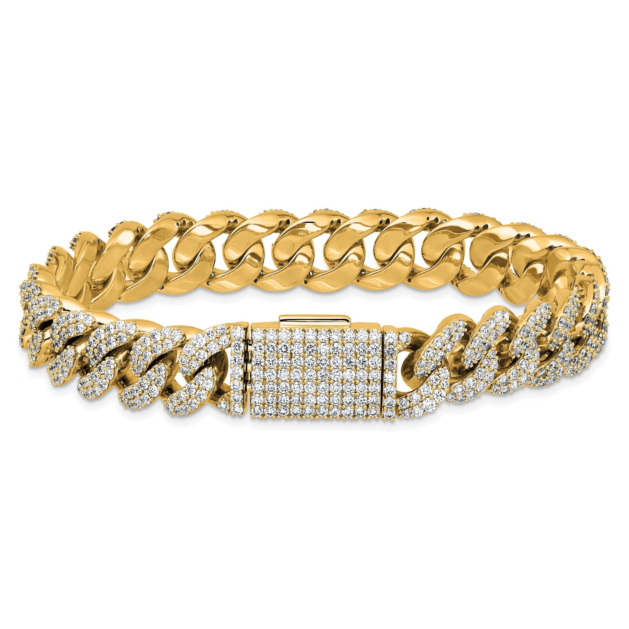 10 Karat 9 1/6 carat Lab Grown Diamond VS+ F+ Complete 4mm Pav‚ Cuban Link 8 Bracelet