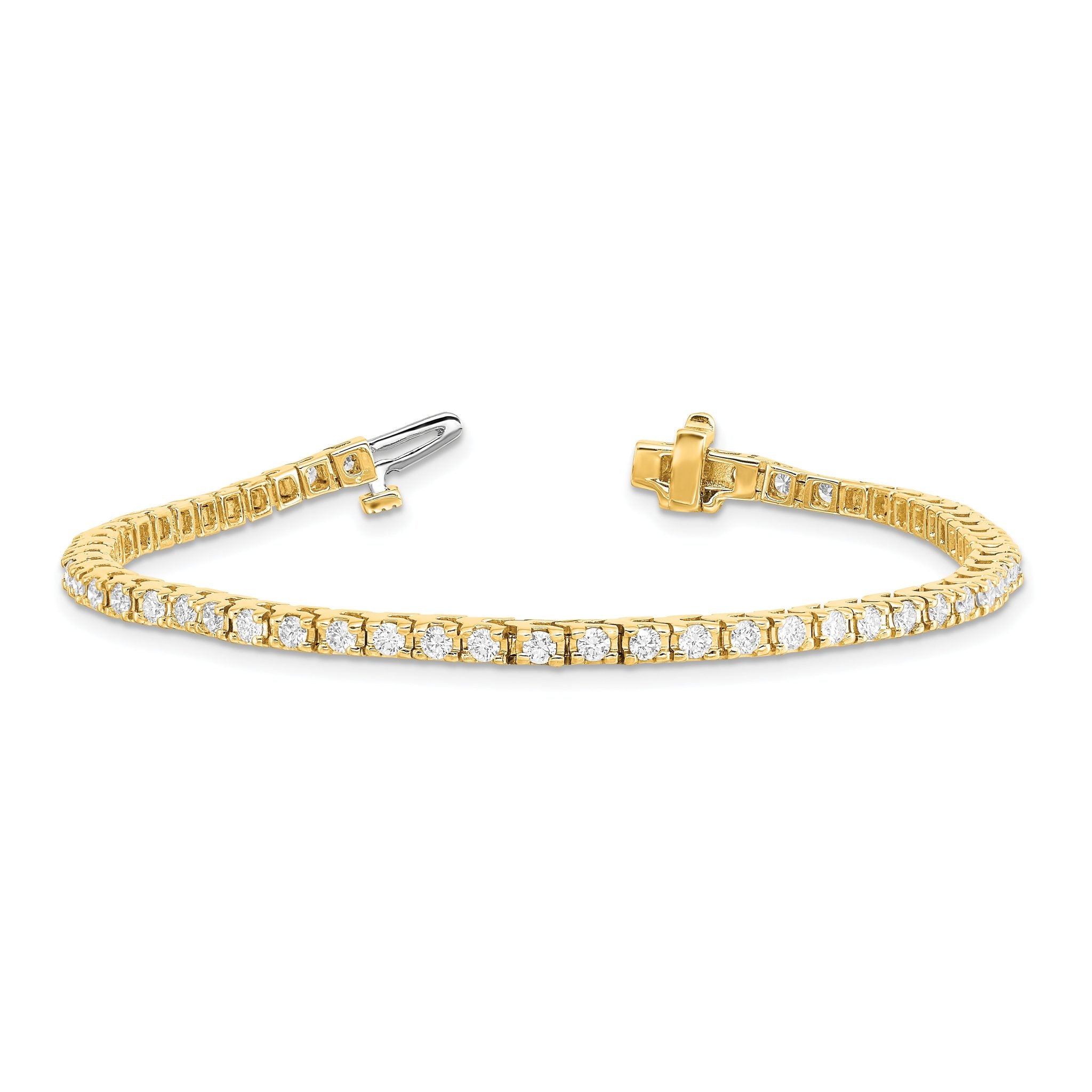 14k Complete 2.18 carat Round VS Diamond 4-prong 7 inch Tennis Bracelet
