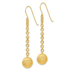 14k Diamond-cut Hollow Bead Dangle Earrings