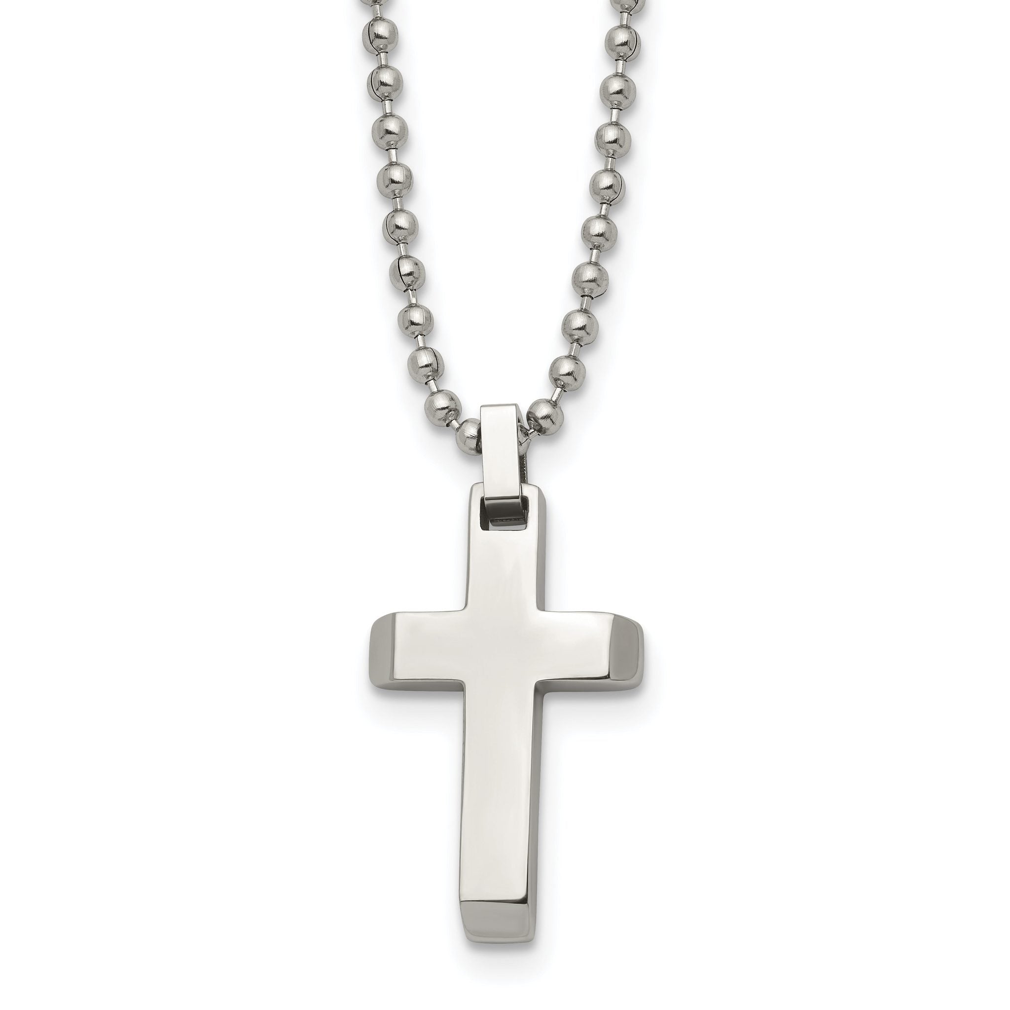 Chisel Stainless Steel Polished Cross Pendant on a 20 inch Ball Chain Necklace Main image