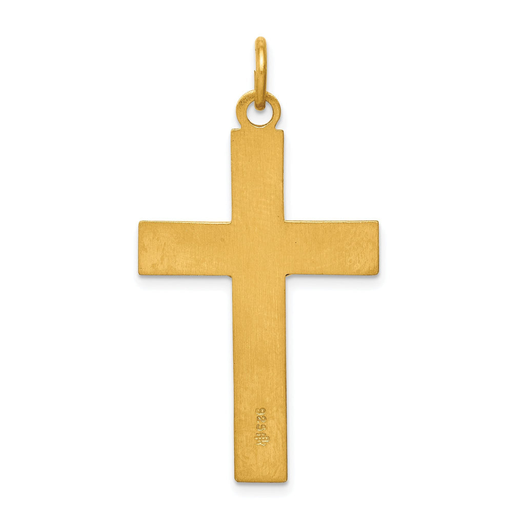 Sterling Silver 24K Gold-Plated INRI Crucifix Pendant Elegant Polished Finish