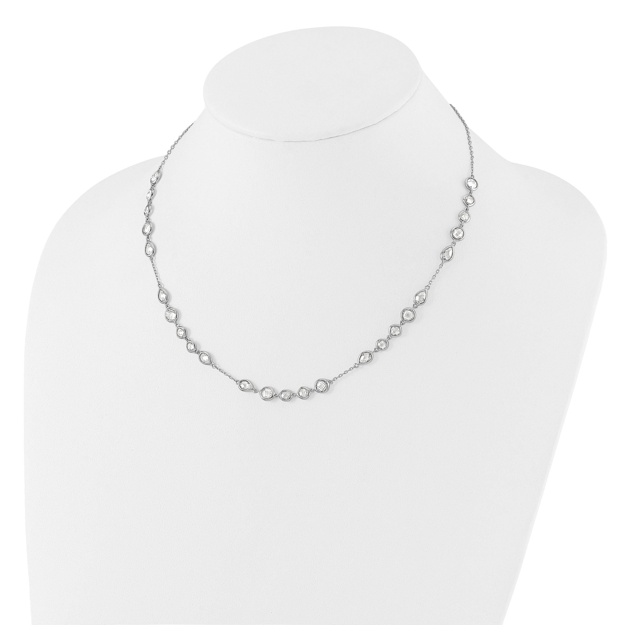 Sterling Silver Rhodium-plated Fancy CZ 18in Necklace Secondary image