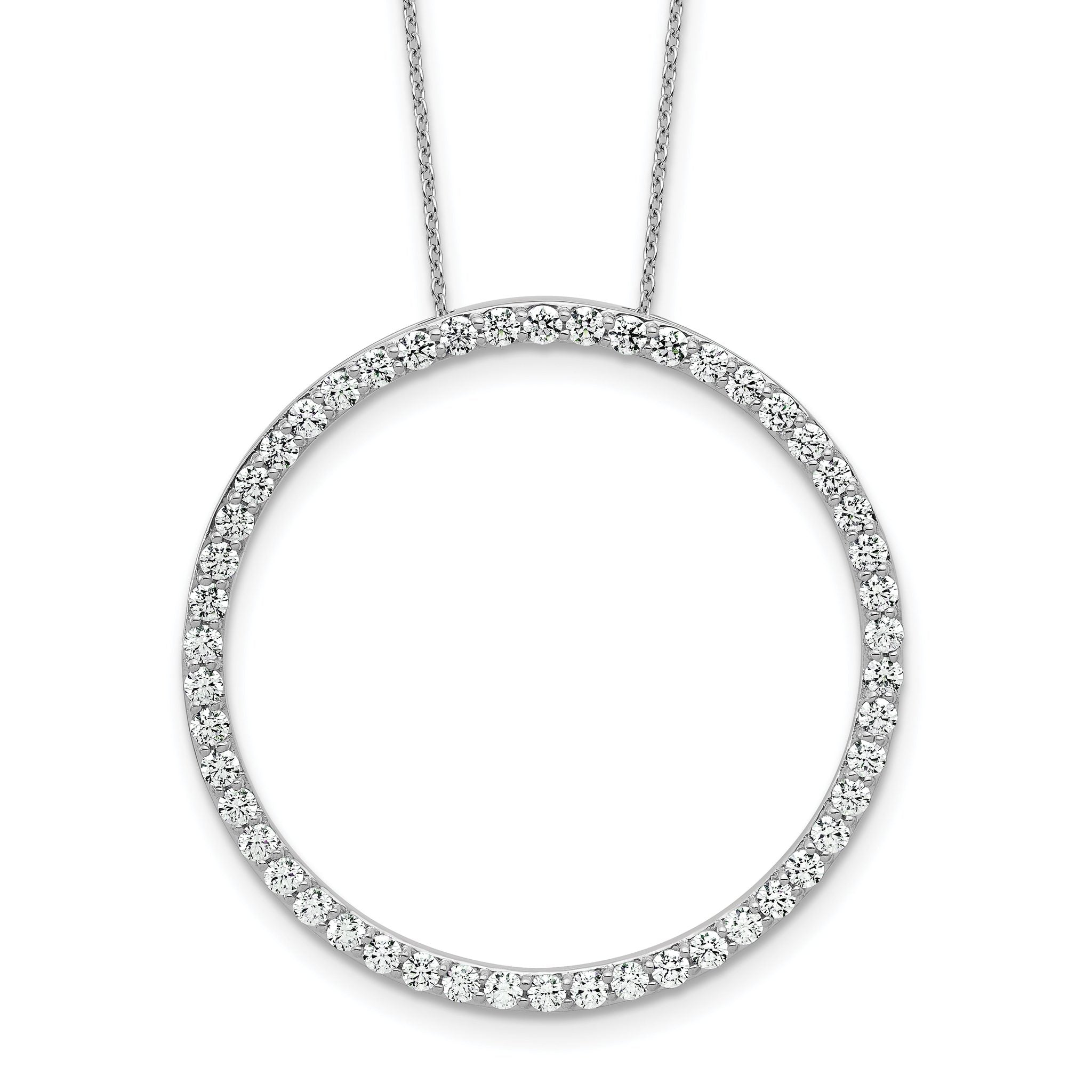 14k White Gold 2 carat Lab Grown Diamond VS+ F+ Complete 18 inch Circle Slide Necklace