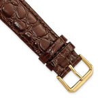 16mm Short Brown Alligator Grain Leather with Gold-tone Buckle 6.75 inch Watch Band