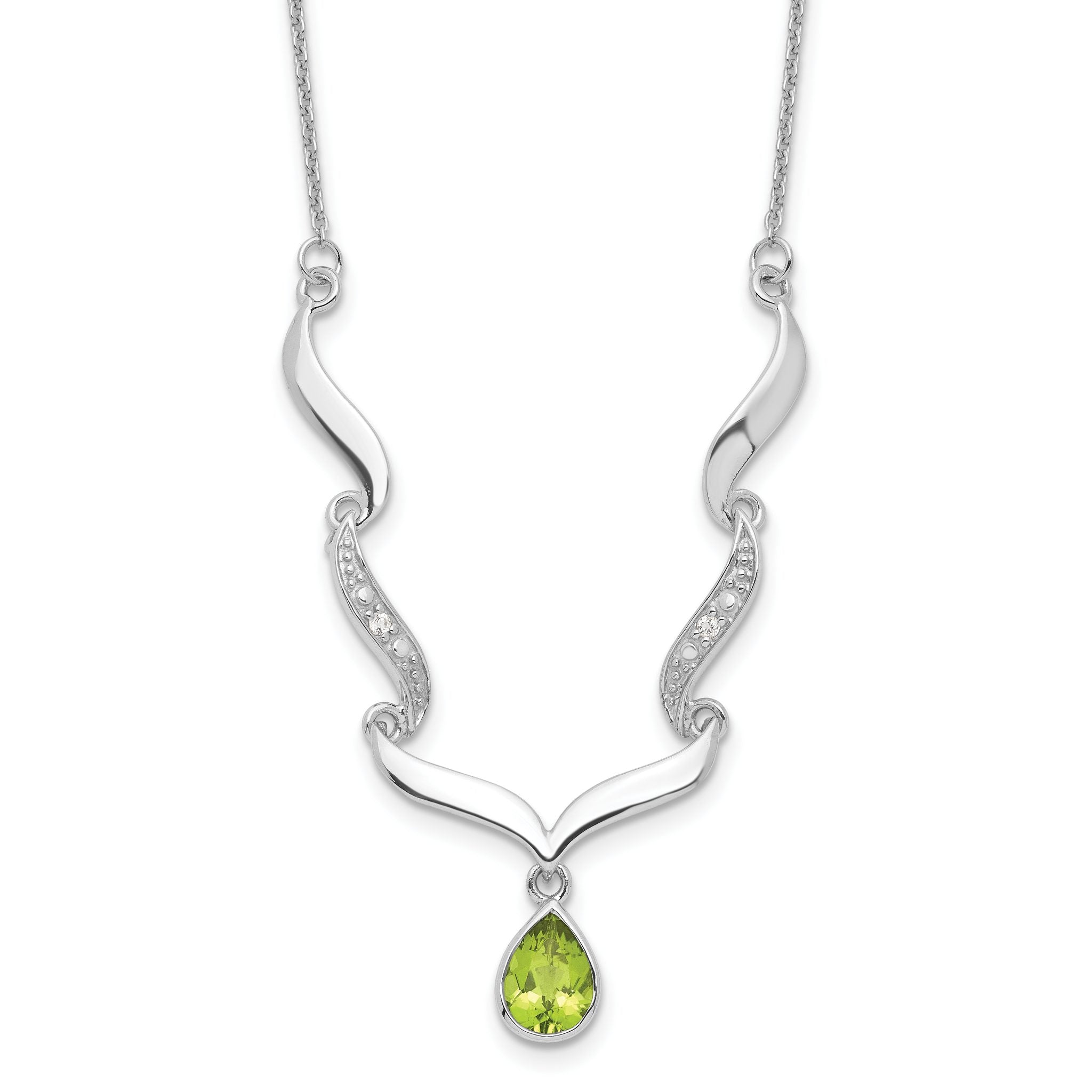 Sophia Jewelers Sterling Silver Peridot Topaz Necklace with 2in Extender