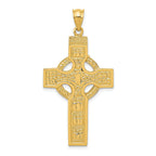 14K Gold Celtic Cross Pendant with Textured Detail Solid, Casted Design
