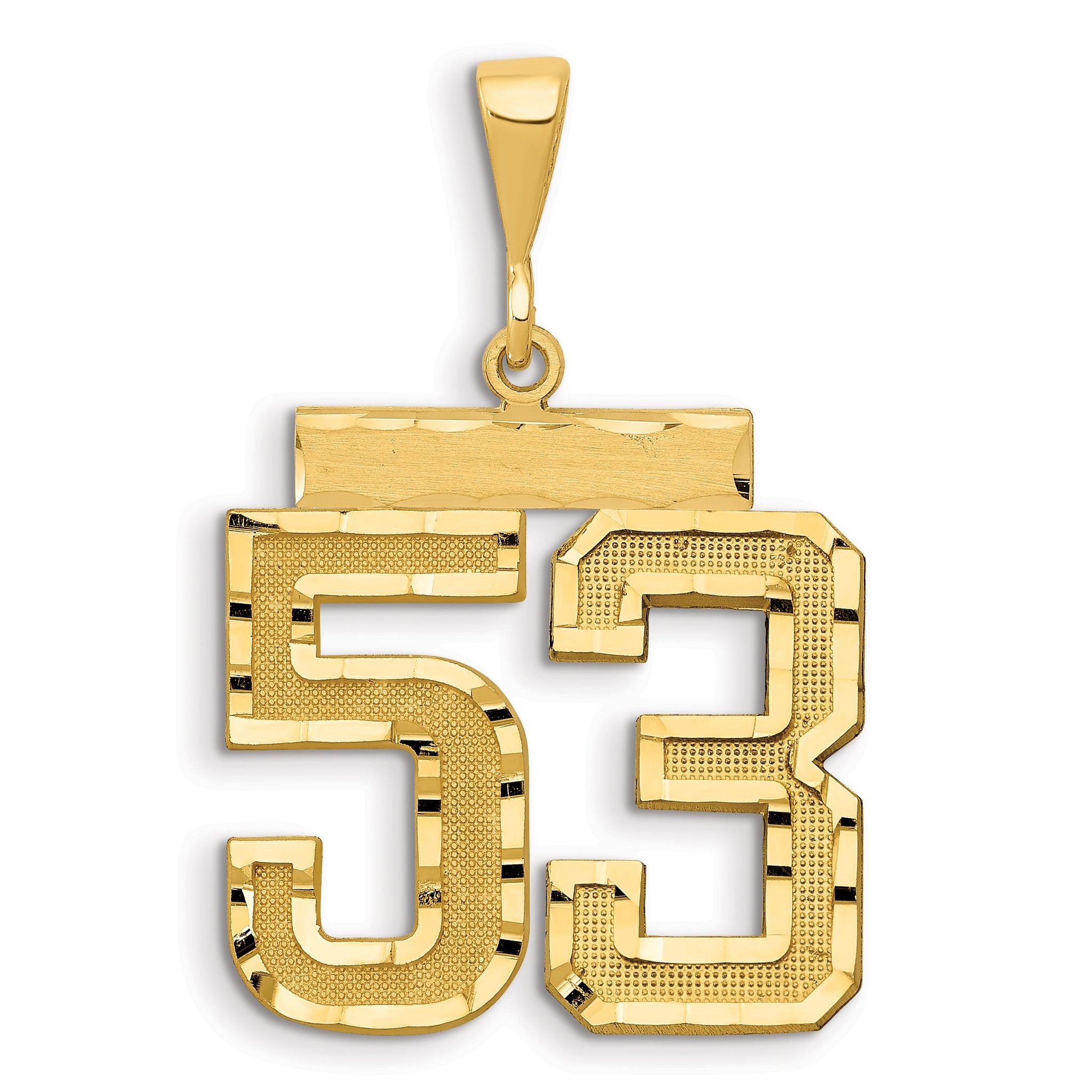 14K Gold Diamond-Cut Number 53 Charm  Large, Brushed Finish