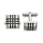 Stainless Steel Black Rubber Stripe Cuff Links