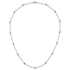 14k White Gold Complete 1/2 carat Bezel-set Diamond and Cable Chain 13-Station 16 inch Necklace