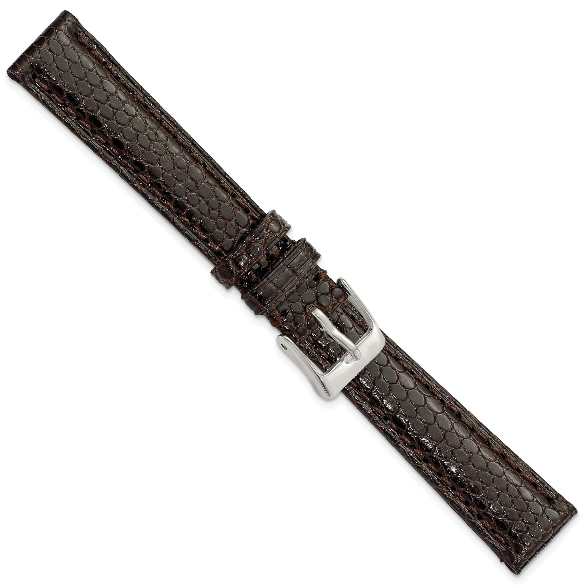 Genuine Lizard Leather Watch Band in Brown, 16mm