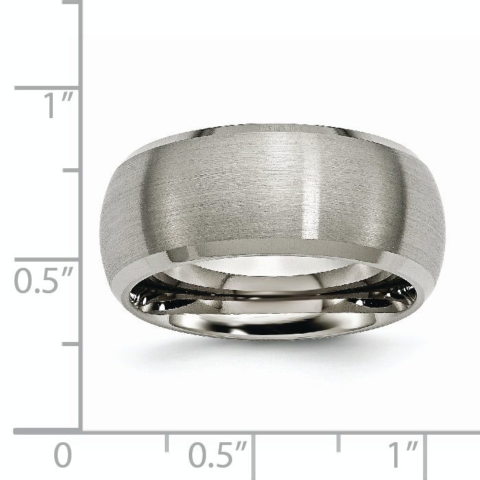 Beveled-Edge Wedding Band in Titanium, 10mm