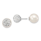 Majestik 925 Sterling Silver Rhodium-Plated Shell Pearl CZ Earrings