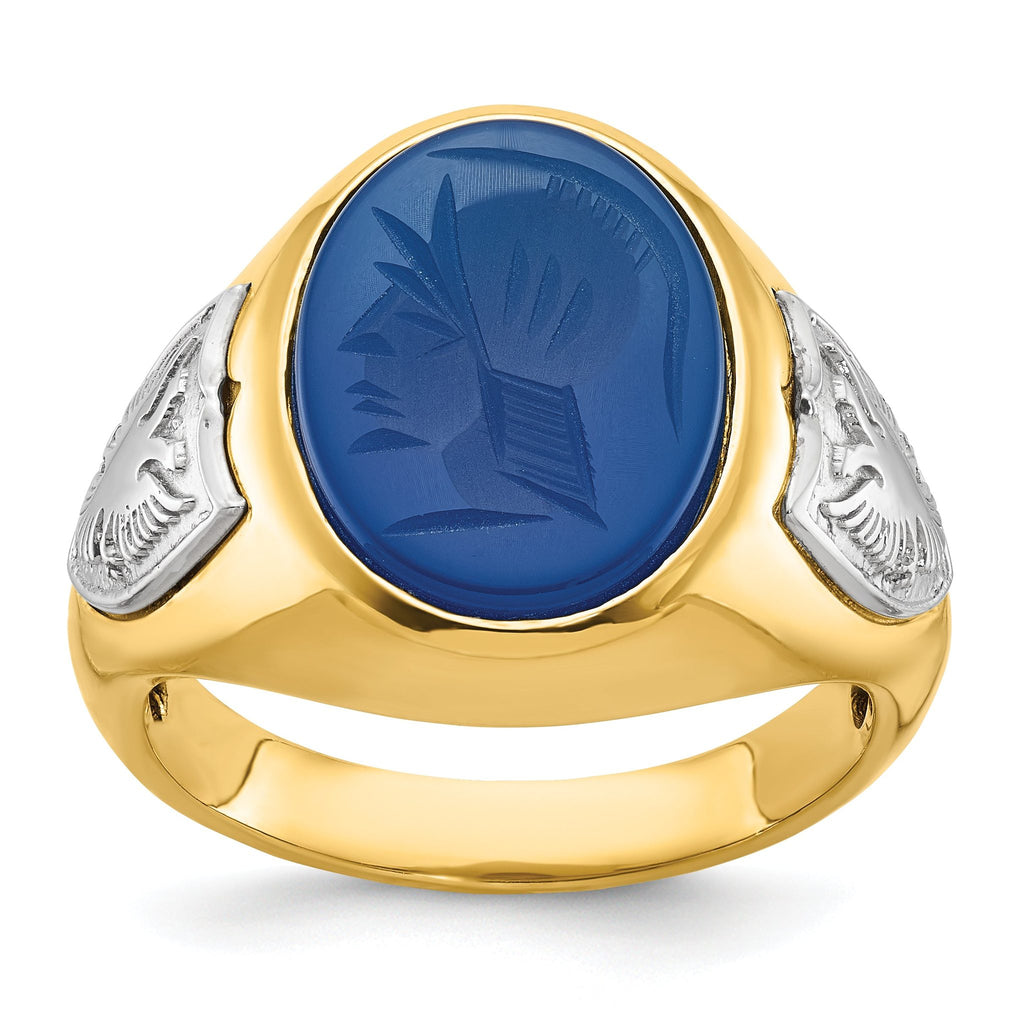 14k Two-tone Mens Oval Gemstone Ring Mounting, Mounting Only