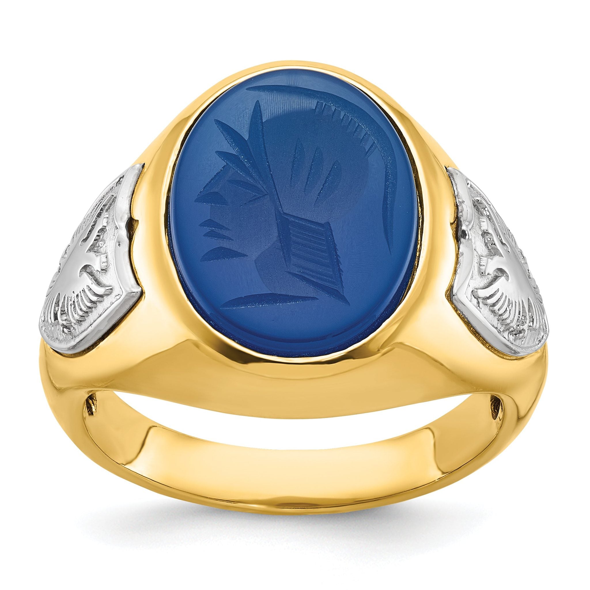 14k Two-tone Mens Oval Gemstone Ring Mounting, Mounting Only
