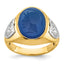 14k Two-tone Mens Oval Gemstone Ring Mounting, Mounting Only