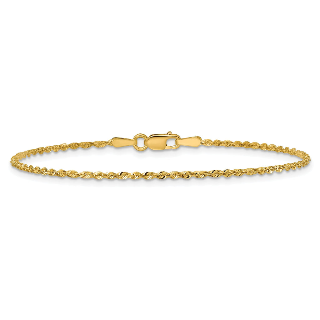 Diamond-Cut Rope Chain Anklet in 10K Yellow Gold, 1.5mm