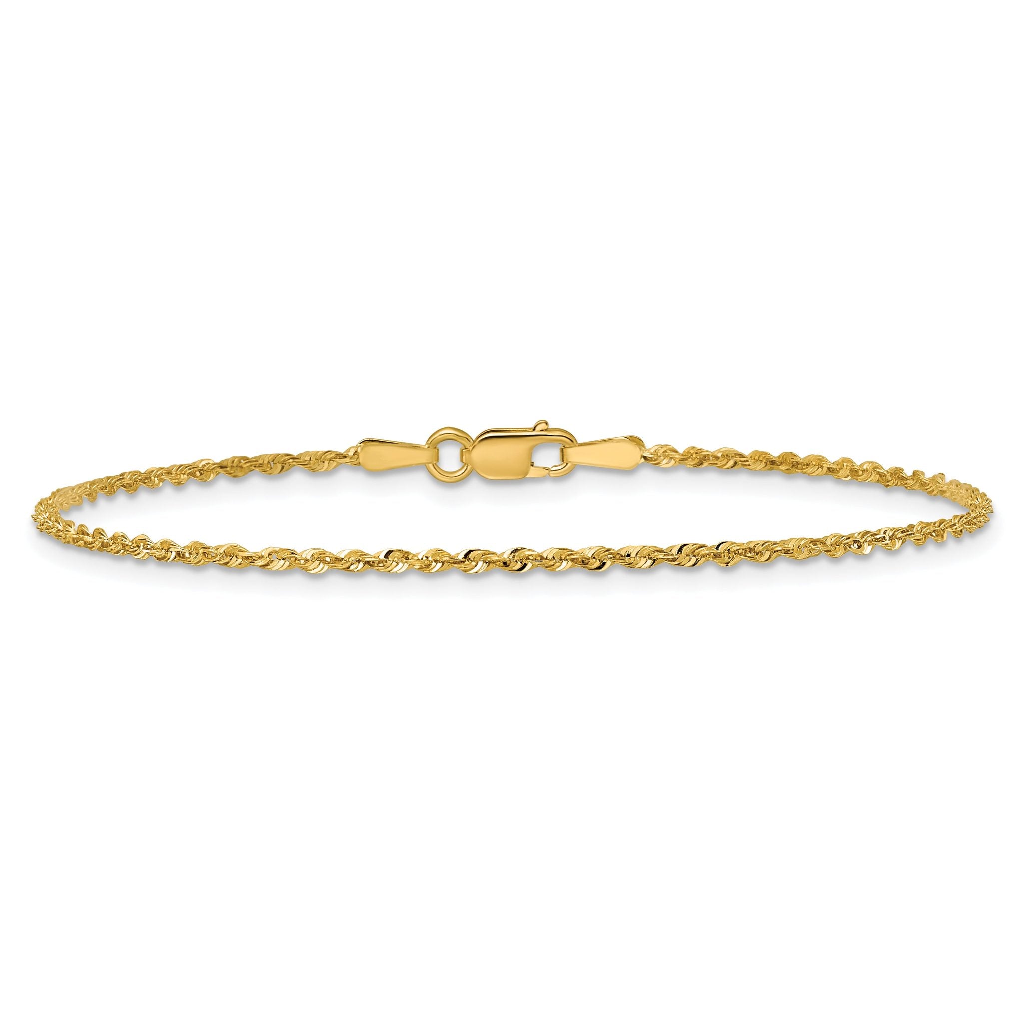 Diamond-Cut Rope Chain Anklet in 10K Yellow Gold, 1.5mm