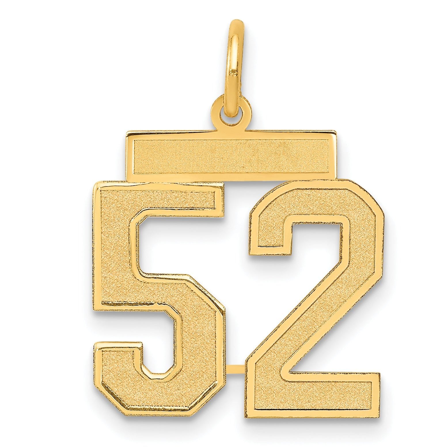 14K Gold Satin Finish Number 52 Charm  Medium Brushed Design Main image