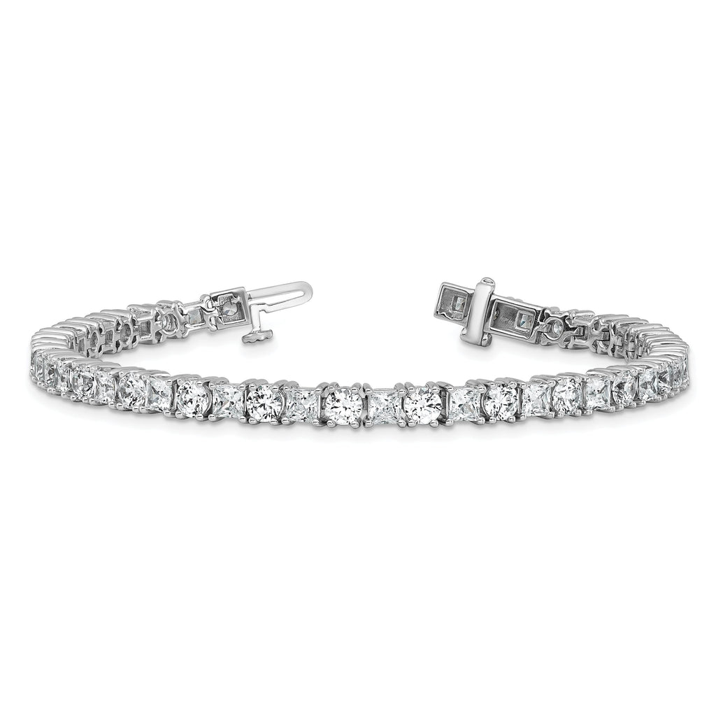 14k White Gold 10 carat Lab Grown Diamond VS/SI+ G+ Complete Princess and Round Tennis Bracelet