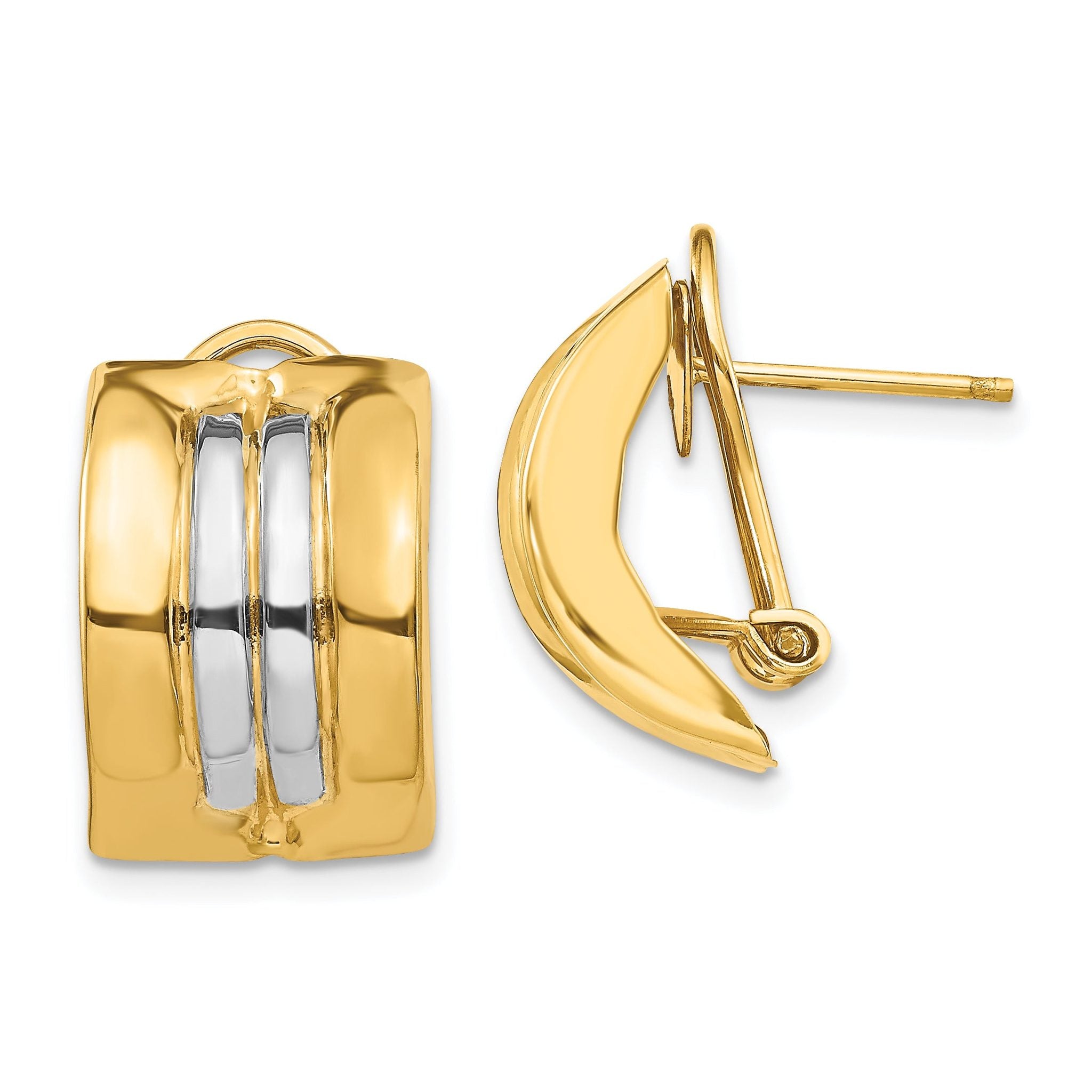 14k & Rhodium Omega Post Earrings Main image