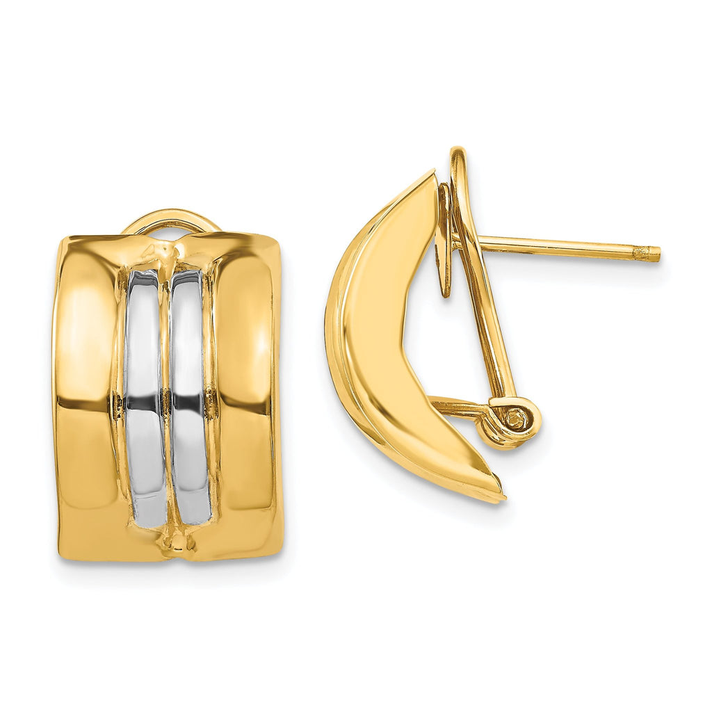14k & Rhodium Omega Post Earrings