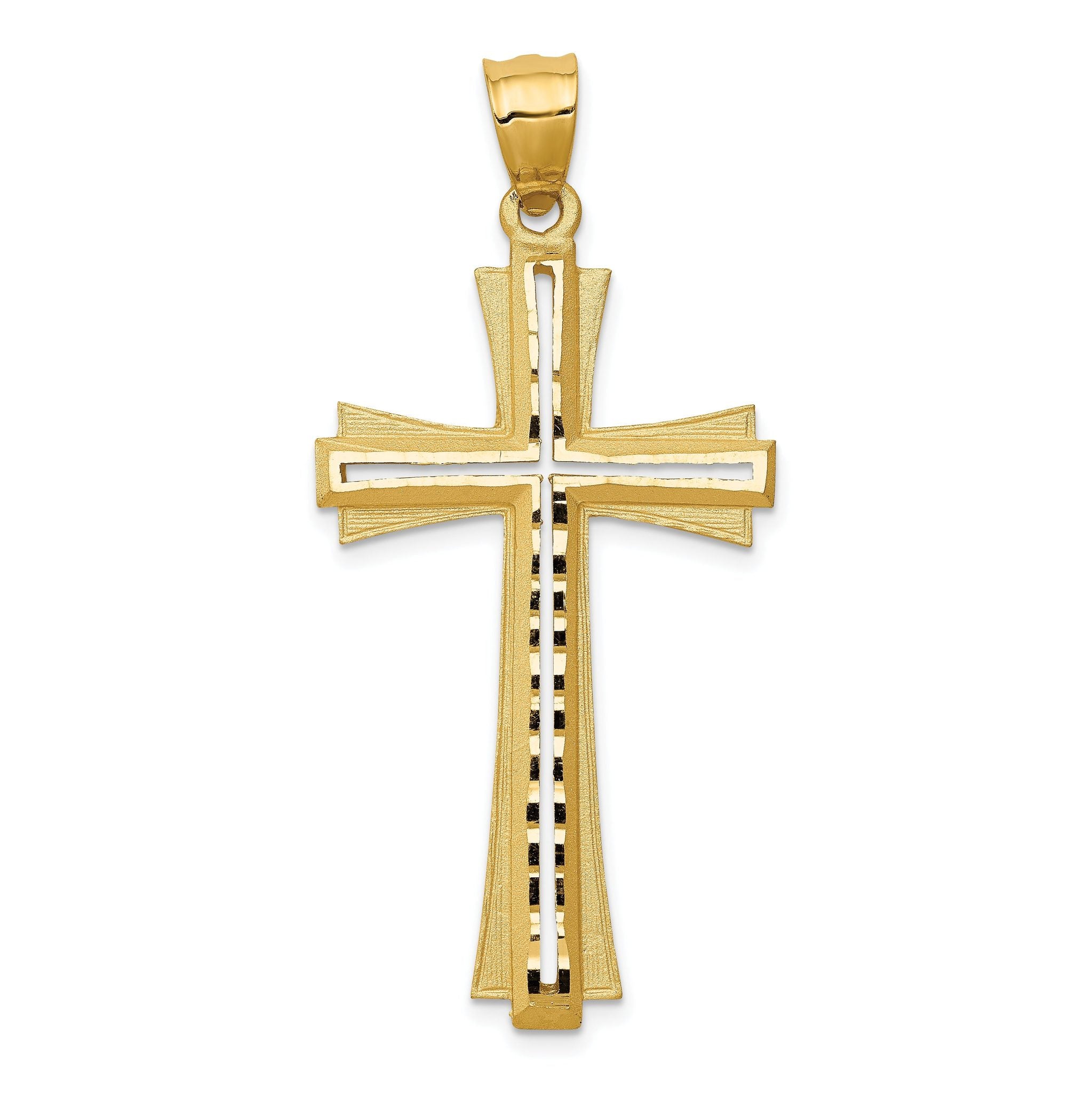 14K Gold Diamond-Cut Satin Cross Pendant Elegant Solid Design Main image