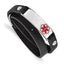 Stainless Steel Polished with Red Enamel Medical ID Black Leather Adjustable Wrap Bracelet