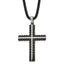 Chisel Stainless Steel Brushed and Polished Black IP-plated Cross Pendant on a 24 inch Box Chain Necklace