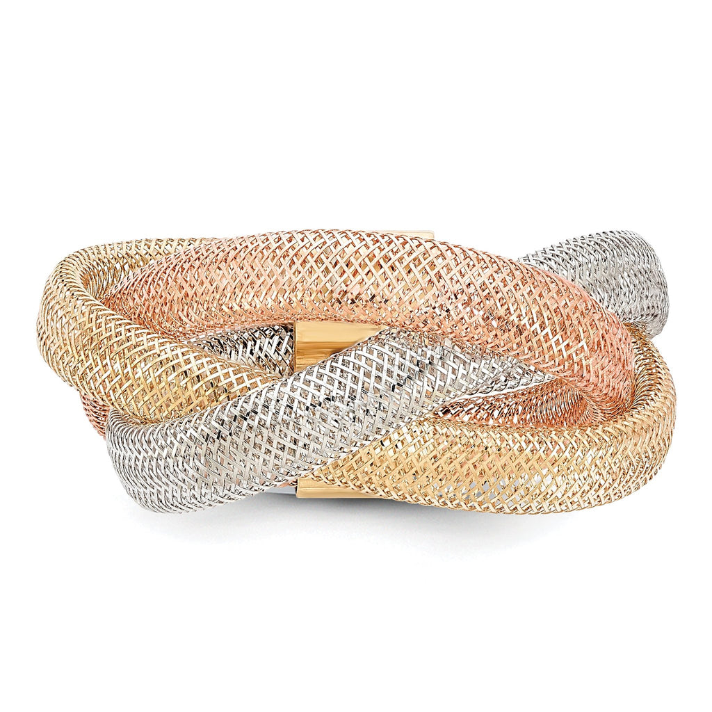 14K w/White and Rose Rhodium Flexible Ring