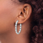 14K White Gold 8 5/8 ct Lab-Created Diamond VS/SI+ G+ Oval-Cut In-and-Out Hoop Earrings