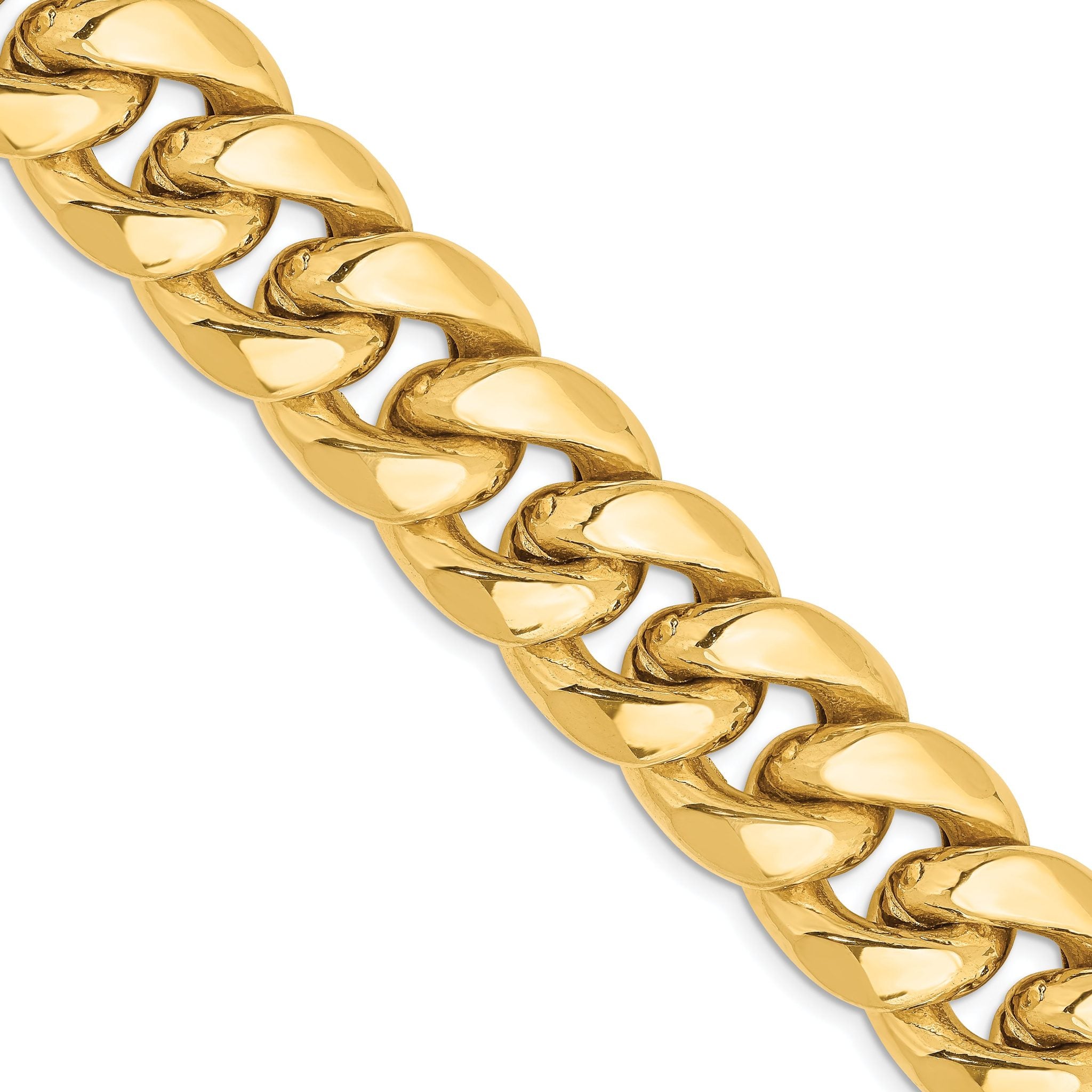 14K 8 inch 15mm Semi-Solid Miami Cuban with Lobster Clasp Bracelet